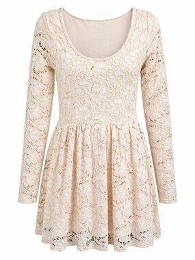 Free People Rose Garden Lace Long Sleeve Mini Dress